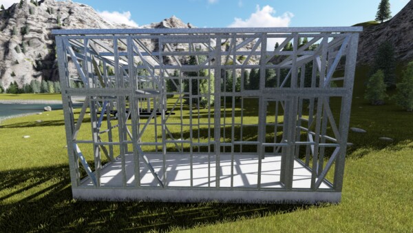 Tiny home for mass-production client in Austin, Texas. Frame engineered for trailer or slab.